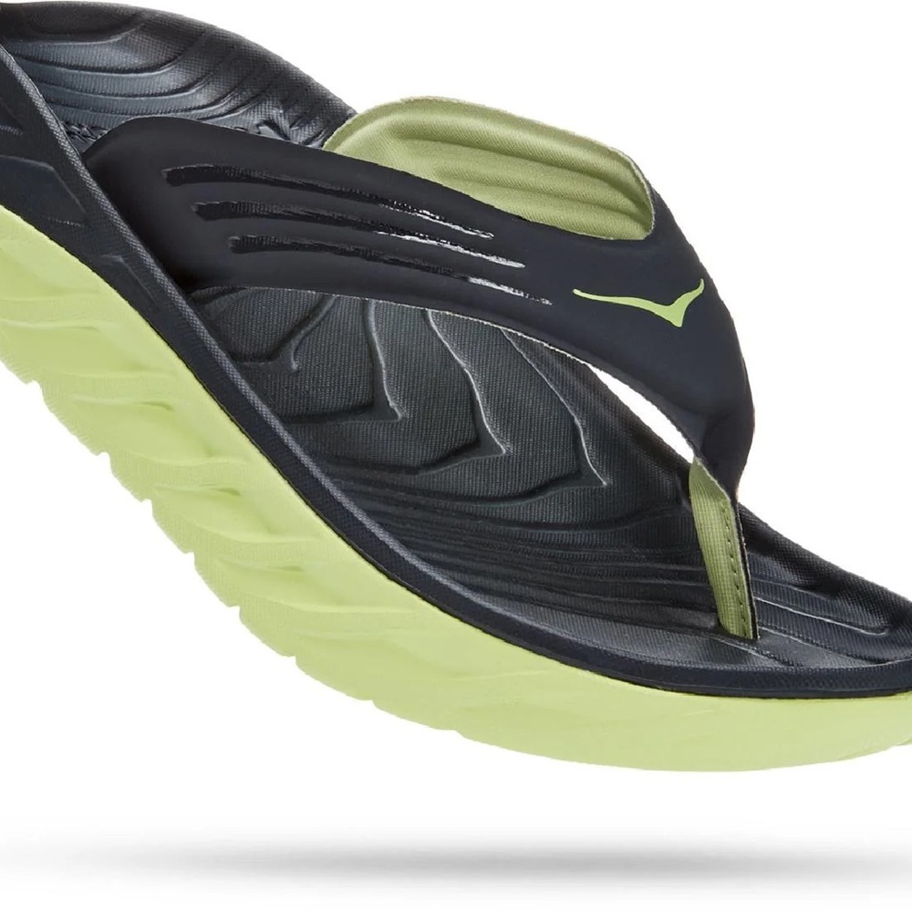 Hoka One One Black and Lime Flip-Flops